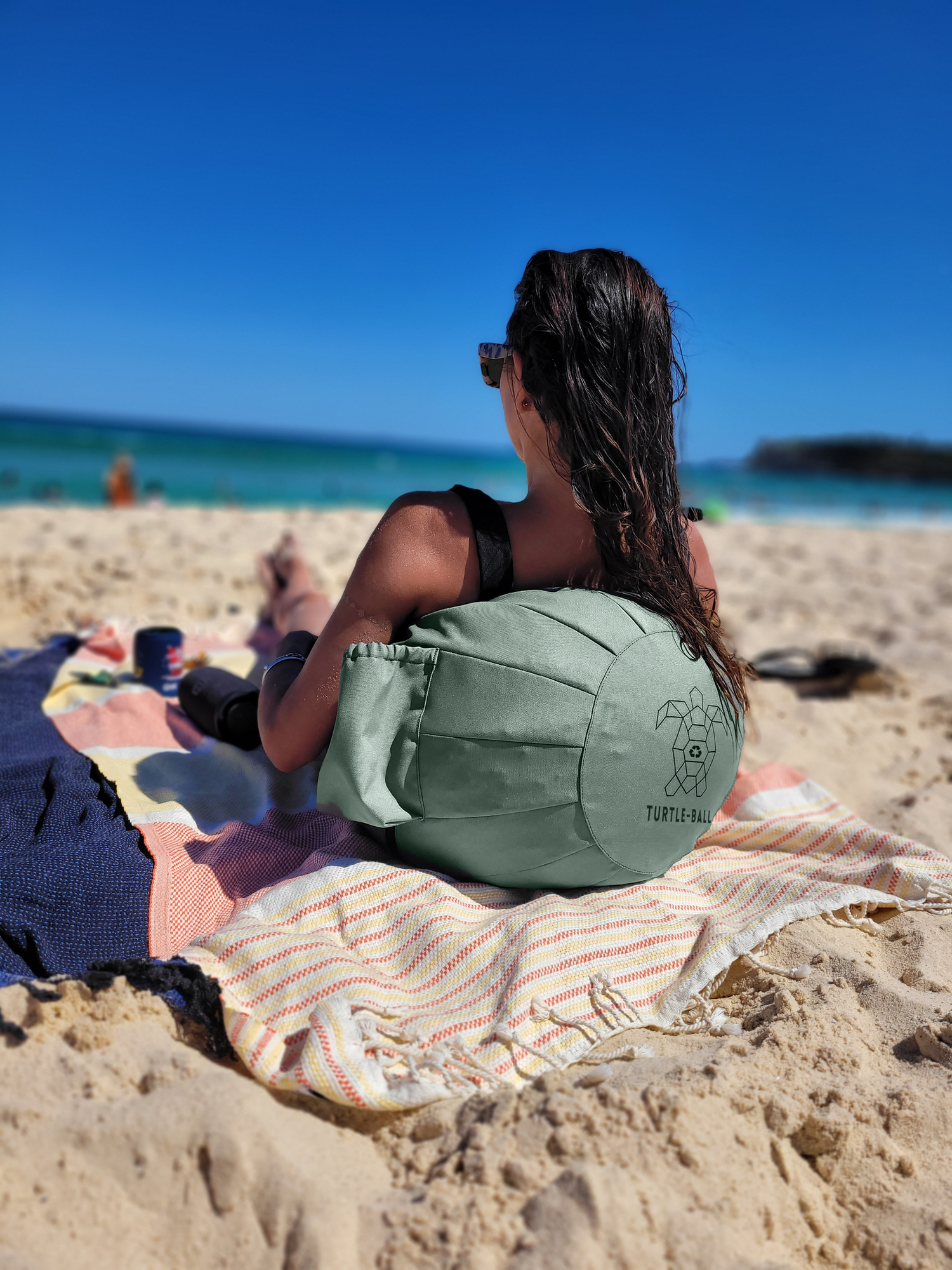 Turtle-Ball- Portable 2-in-1 pouffe and carry bag. Beach Chairs Australia